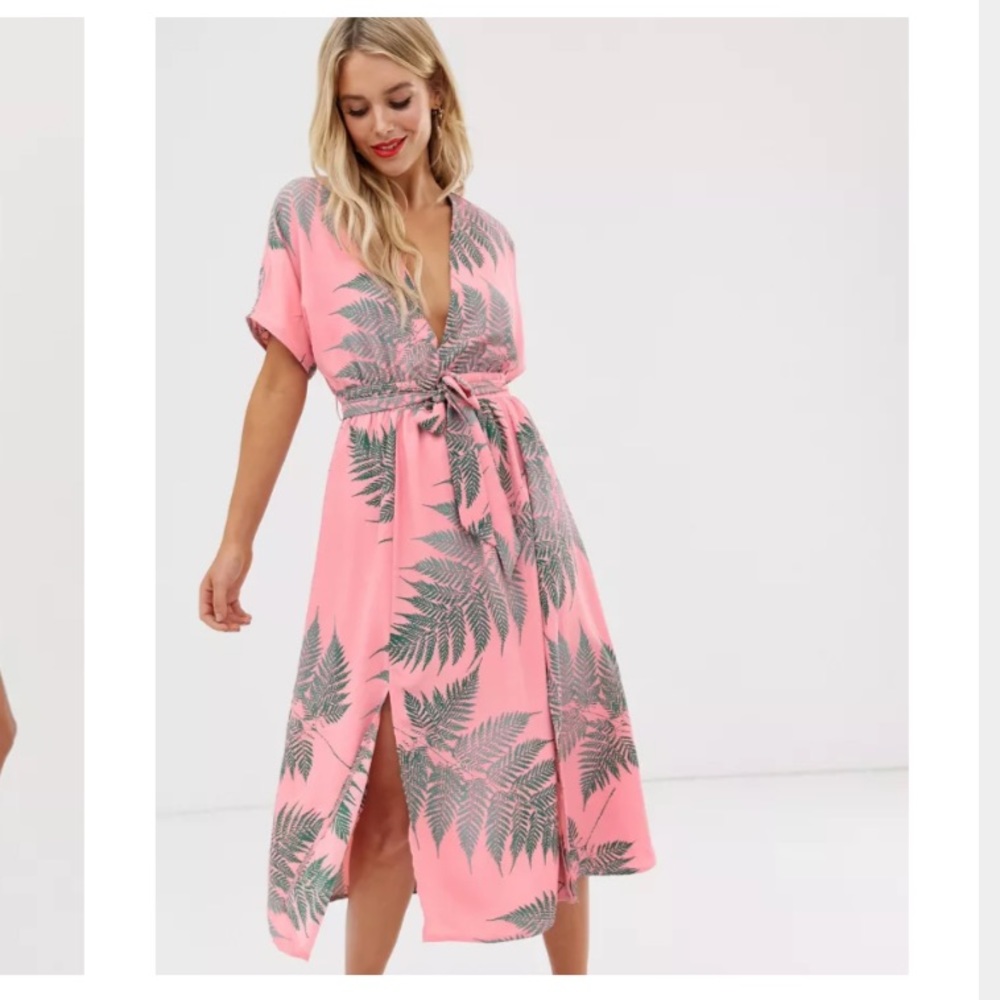 ASOS midi dress palm print